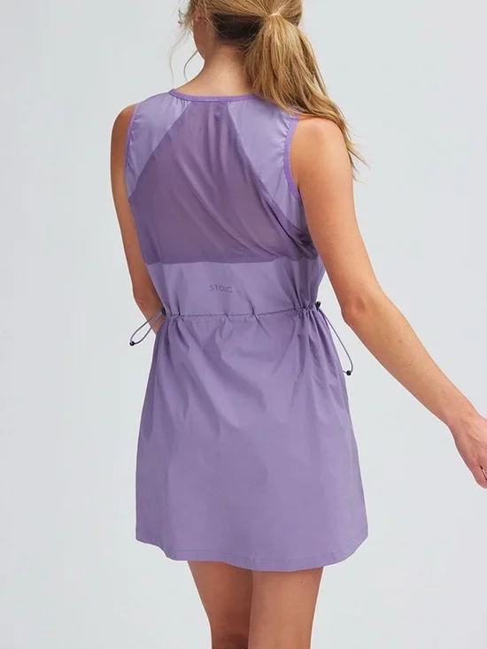 NWT Stoic Desert Dress Sz Small Chalk Violet Athletic Mesh Quick Dry Cinch Waist - Picture 4 of 13